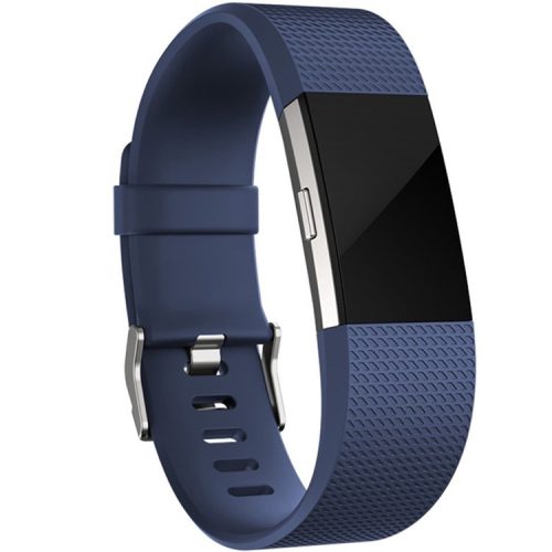 Textured Grid Pattern Smart Watch Band Sports Silicone Watch Strap for Fitbit Charge 2 - Blue