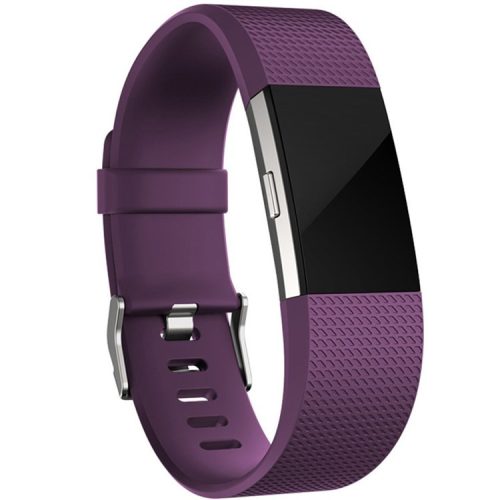 Textured Grid Pattern Smart Watch Band Sports Silicone Watch Strap for Fitbit Charge 2 - Purple