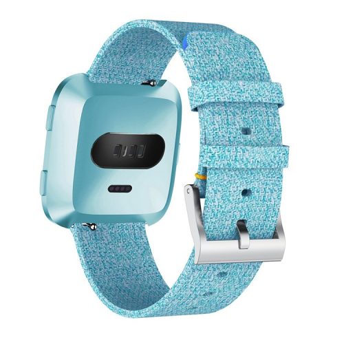 For Fitbit Versa Adjustable Watch Strap Classic Pin Buckle Jeans Cloth Watch Band with Spring Bars - Blue