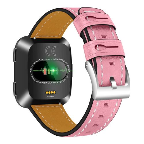 Genuine Leather Wristwatch Band Strap for Fitbit Versa - Pink