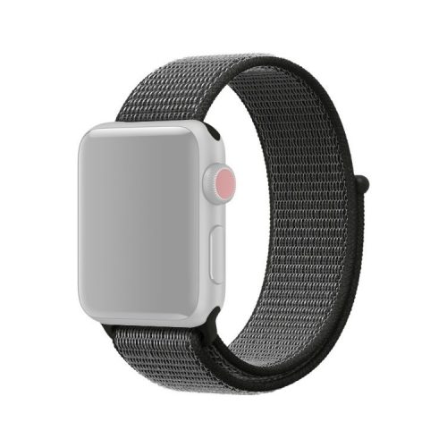 Closure Nylon Watch Band with Connector for Apple Watch Series 10 46mm / Ultra 2 Ultra 49mm / 9 8 7 45mm / SE (2023) SE (2022) SE 6 5 4 44mm / 3 2 1 42mm - Dark Grey