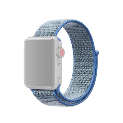 Closure Nylon Watch Bracelet with Connector for Apple Watch Series 10 42mm / 9 8 7 41mm / SE (2023) SE (2022) SE 6 5 4 40mm / 3 2 1 38mm - Light Blue