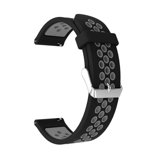 20mm Two-tone Silicone Watch Band for Samsung Galaxy Watch 42mm, Hollow Adjustable Wrist Strap - Black / Grey