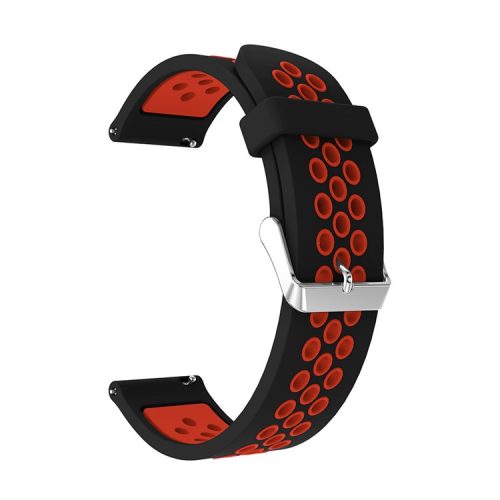 20mm Two-tone Silicone Watch Band for Samsung Galaxy Watch 42mm, Hollow Adjustable Wrist Strap - Black / Red