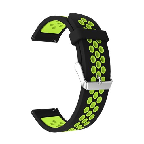 20mm Two-tone Silicone Watch Band for Samsung Galaxy Watch 42mm, Hollow Adjustable Wrist Strap - Black / Green