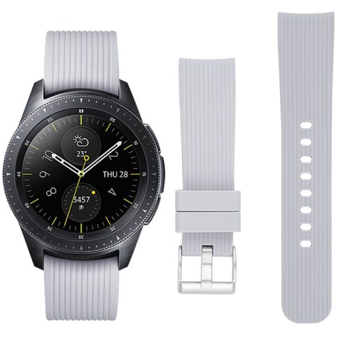 Stripe Texture Soft Silicone Watch Strap Replacement for Samsung Galaxy Watch 42mm - Grey