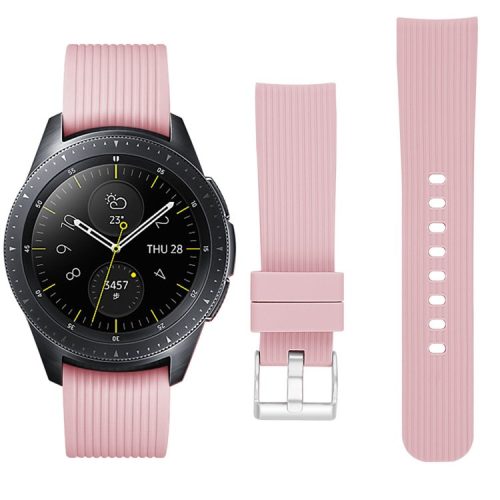 Stripe Texture Soft Silicone Watch Band Replacement for Samsung Galaxy Watch 42mm - Pink