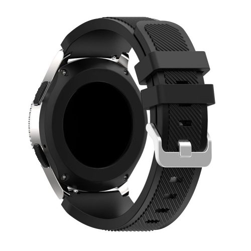 Twill Texture Silicone Watch Strap Adjustable Wrist Band Replacement for Samsung Galaxy Watch 46mm - Black