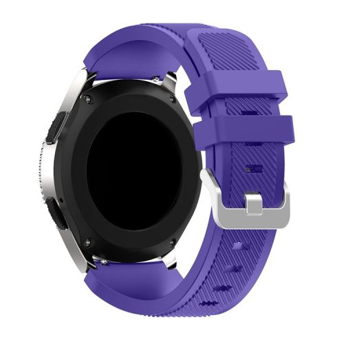 Twill Texture Silicone Watch Strap Adjustable Wrist Band Replacement for Samsung Galaxy Watch 46mm - Purple