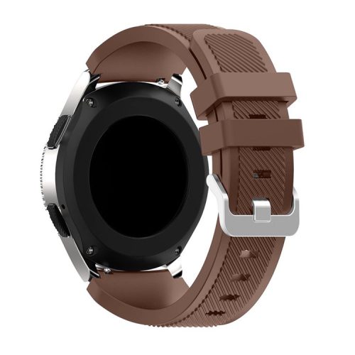 Twill Texture Silicone Watch Strap Adjustable Wrist Band Replacement for Samsung Galaxy Watch 46mm - Brown