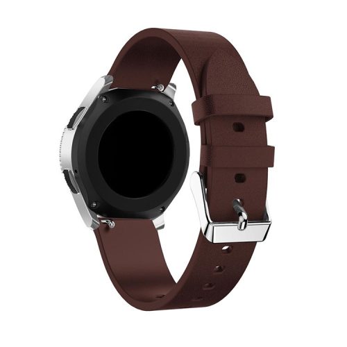 22mm Textured Genuine Leather Watch Band Strap Replacement for Samsung Galaxy Watch 46mm - Coffee