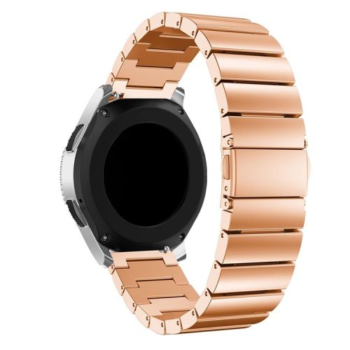 22mm Stainless Steel Watch Band for Samsung Galaxy Watch 46mm, Replacement Wrist Strap with Butterfly Buckle - Rose Gold