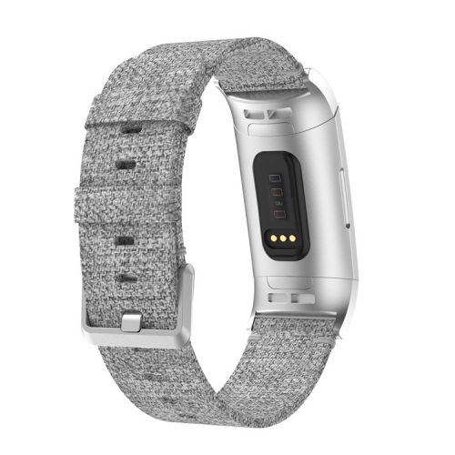 Canvas Watch Band Strap for Fitbit Charge 3 Bracelet Wristband Replacement - Grey