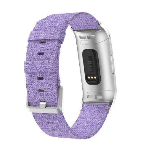 Canvas Watch Band Strap for Fitbit Charge 3 Bracelet Wristband Replacement - Purple