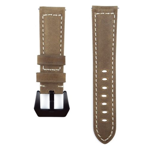 22mm Universal Cowhide Leather Watchband Replacement for Samsung Gear S3 Classic/Frontier etc - Matte / Light Brown