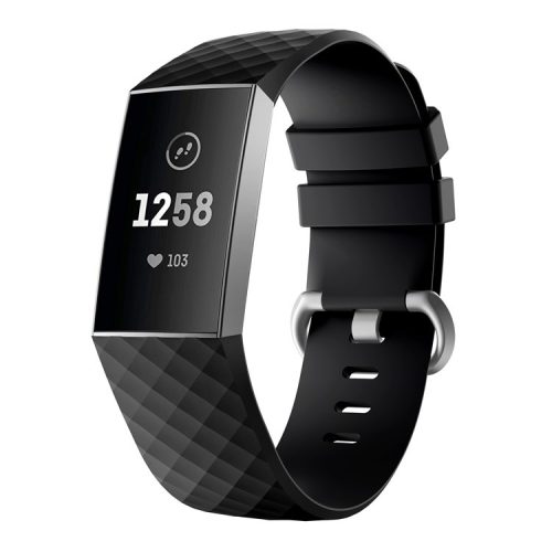 Silicone Strap for Fitbit Charge 3 Sports Bracelet Replacement Smartwatch Band - Size: L / Black