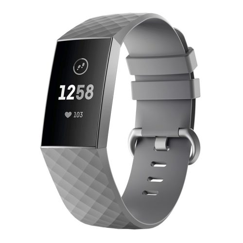 Silicone Strap for Fitbit Charge 3 Sports Bracelet Replacement Smartwatch Band - Size: L / Grey