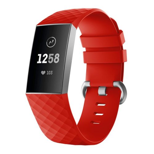 Silicone Strap for Fitbit Charge 3 Sports Bracelet Replacement Smartwatch Band - Size: L / Red