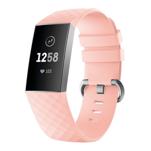 Silicone Strap for Fitbit Charge 3 Sports Bracelet Replacement Smartwatch Band - Size: L / Pink