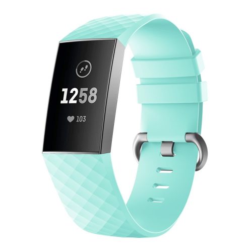 Silicone Strap for Fitbit Charge 3 Sports Bracelet Replacement Smartwatch Band - Size: L / Mint Green