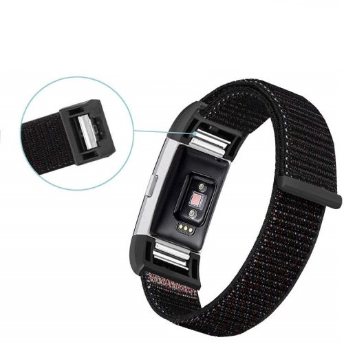 Nylon  Loop Closure Watch Band Replacement for Fitbit Charge 4 / 3 - Black