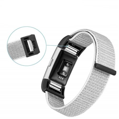 Nylon Loop Closure Watch Band for Fitbit Charge 4 / 3 - Silver