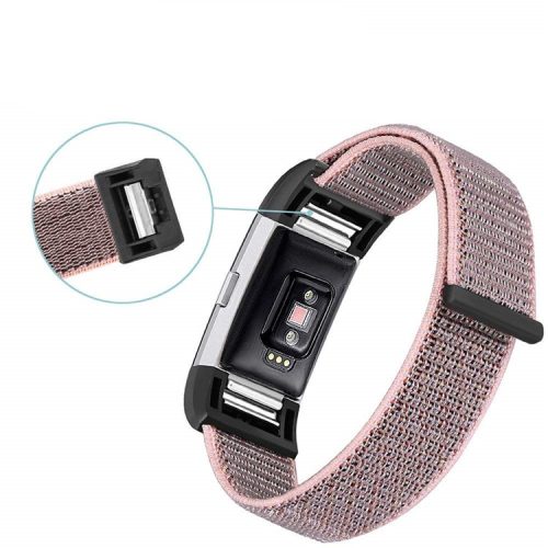 Nylon Loop Closure Watch Strap for Fitbit Charge 4 / 3 - Rose Gold