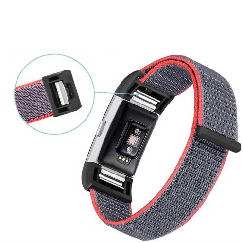 Nylon Loop Closure Watchband Replacement for Fitbit Charge 4 / 3 - Blue / Red