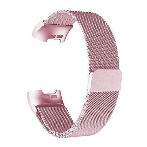 Stainless Steel Milanese Wrist Watch Strap Replacement for Fitbit Charge 4 / 3 - Pink