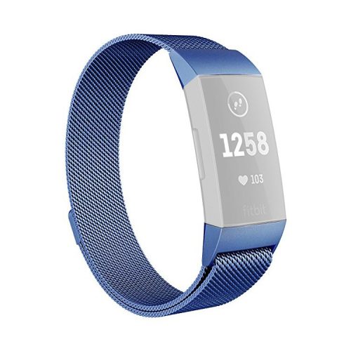 Stainless Steel Milanese Wristwatch Band Replacement for Fitbit Charge 4 / 3 - Blue