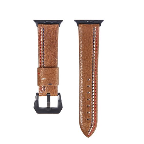 Cowhide Genuine Leather Watch Accessory Band for Apple Watch Series 10 46mm / Ultra 2 Ultra 49mm / 9 8 7 45mm / SE (2023) SE (2022) SE 6 5 4 44mm / 3 2 1 42mm - Brown