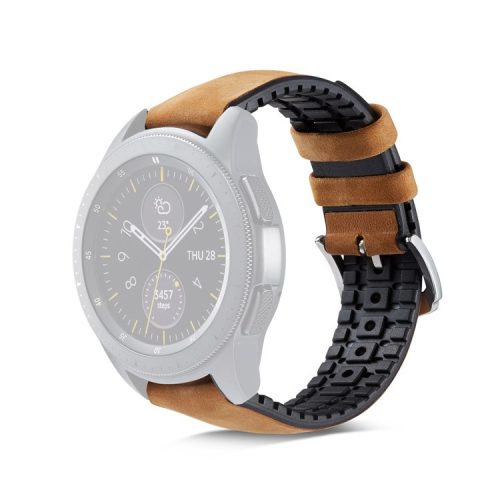 22mm Genuine Leather + Silicone Watch Band Replacement for Huawei Watch GT - Brown