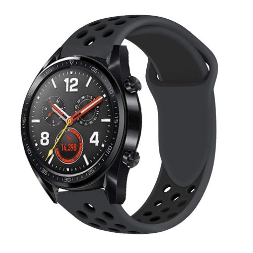 Bi-color Soft Silicone Watch Strap for Huawei Watch GT - All Black