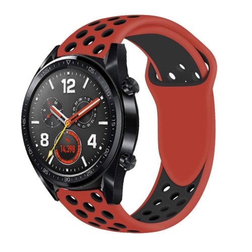 Bi-color Soft Silicone Wrist Strap for Huawei Watch GT - Red / Black