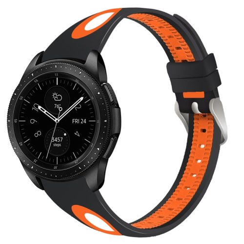 Flexible Silicone Wristwatch Band for Samsung Galaxy Watch 46mm - Black / Orange