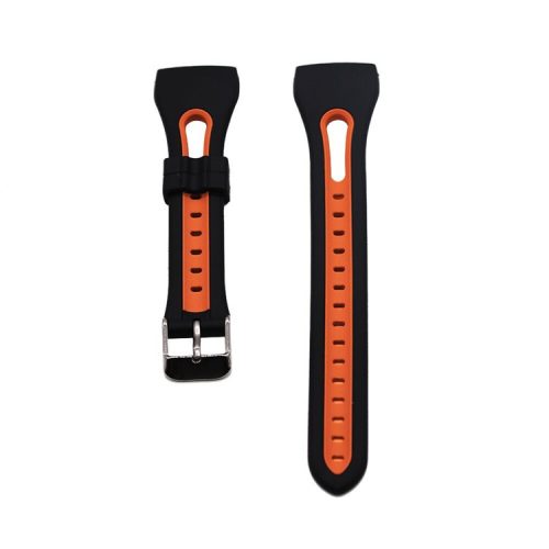 Two-color Silicone Wrist Strap Part for Fitbit Charge 4 / 3 - Black / Orange