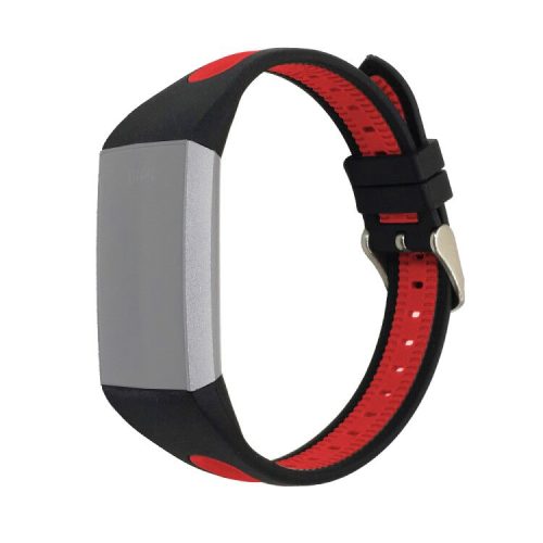 Two-color Silicone Wrist Strap Band Part for Fitbit Charge 4 / 3 - Black / Red