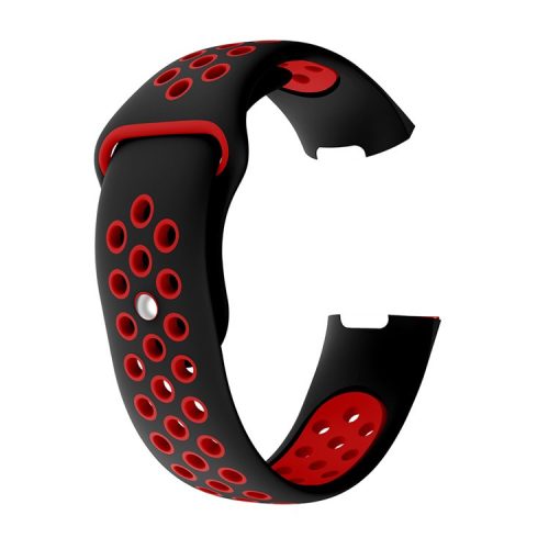 Hollow Two-tone Soft Silicone Watch Strap for Fitbit Charge 4 / 3 - Size: L / Red