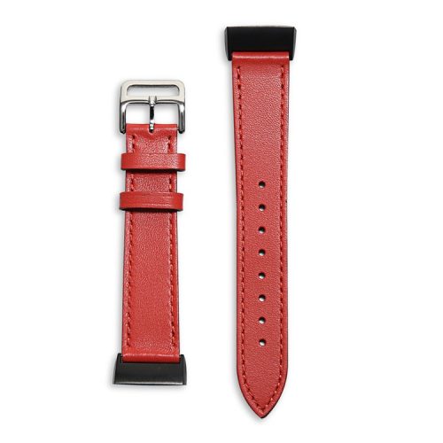 Genuine Leather Watch Wrist Band Strap for Fitbit Charge 4 / 3 - Red