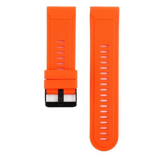 22mm Soft Textured Silicone Watch Band Wrist Bracelet for Garmin Fenix 5 / 5 Plus with Black Buckle - Orange