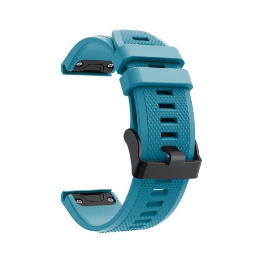 22mm Soft Textured Silicone Watch Band Wrist Bracelet for Garmin Fenix 5 / 5 Plus with Black Buckle - Baby Blue