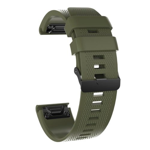 22mm Soft Textured Silicone Watch Band Wrist Bracelet for Garmin Fenix 5 / 5 Plus with Black Buckle - Army Green