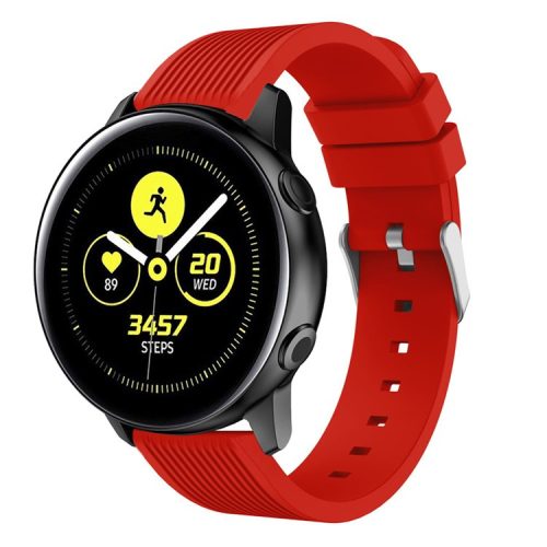 Stripe Texture Soft Silicone Watch Strap for Samsung Galaxy Watch Active SM-R500 - Red