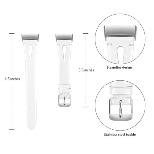 Hollow Genuine Leather Watch Band for Fitbit Charge 4 / 3 - White