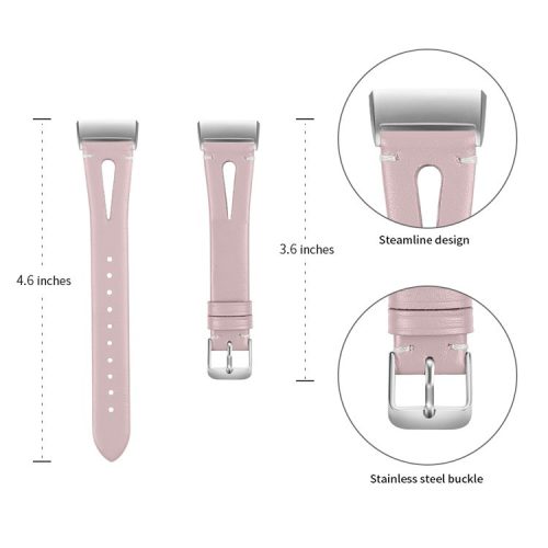 Hollow Genuine Leather Watch Band for Fitbit Charge 4 / 3 - Pink