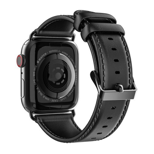 DUX DUCIS Watch Strap for Apple Watch Series 10 46mm / Ultra 2 / Ultra 49mm / 9 8 7 45mm / SE (2023) SE (2022) SE 6 5 4 44mm / 3 2 1 42mm Genuine Leather Band - Black