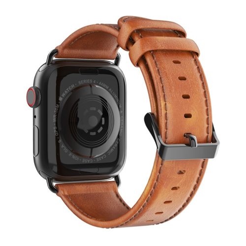 DUX DUCIS Watch Strap for Apple Watch Series 10 46mm / Ultra 2 / Ultra 49mm / 9 8 7 45mm / SE (2023) SE (2022) SE 6 5 4 44mm / 3 2 1 42mm Genuine Leather Band - Brown