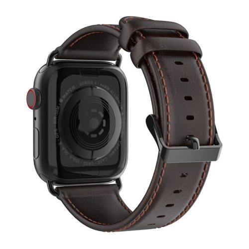 DUX DUCIS Watch Strap for Apple Watch Series 10 46mm / Ultra 2 / Ultra 49mm / 9 8 7 45mm / SE (2023) SE (2022) SE 6 5 4 44mm / 3 2 1 42mm Genuine Leather Band - Coffee