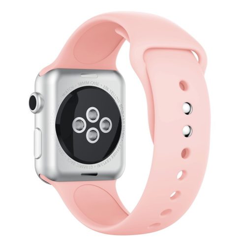 Double Buckle Soft Silicone Sport Watch Band for Apple Watch Series 10 46mm / Ultra 2 Ultra 49mm / 9 8 7 45mm / SE (2023) SE (2022) SE 6 5 4 44mm / 3 2 1 42mm - Pink