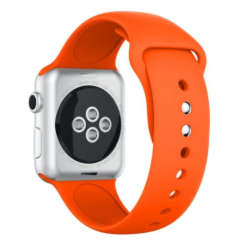 Double Buckle Soft Silicone Sport Watch Band for Apple Watch Series 10 46mm / Ultra 2 Ultra 49mm / 9 8 7 45mm / SE (2023) SE (2022) SE 6 5 4 44mm / 3 2 1 42mm - Orange